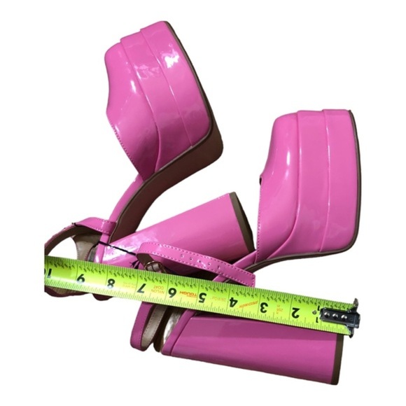 Pink medusa look patent tiered platform mary jane chunky heels size 10 brand new - Picture 12 of 14